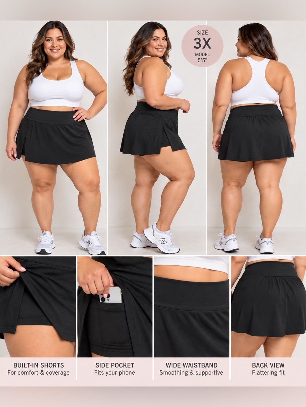 SPANX black Performance Tennis Skort